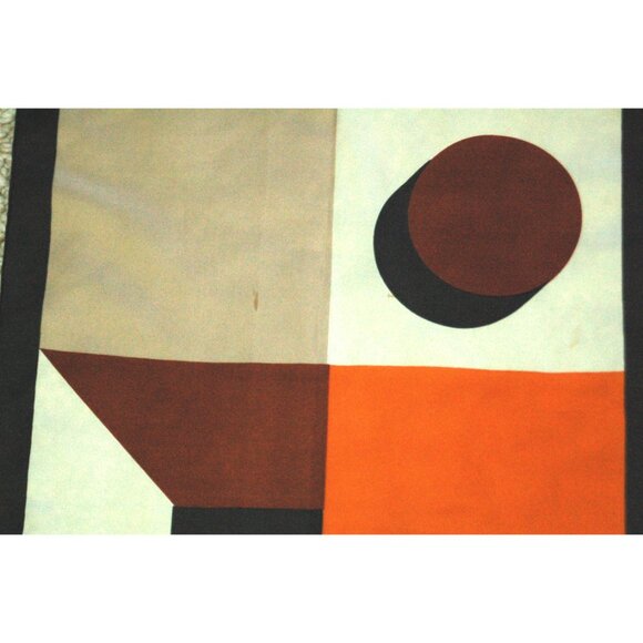 1950s Jacques Fath silk scarf geometric design reverse rolled hem Made in France - Picture 6 of 6